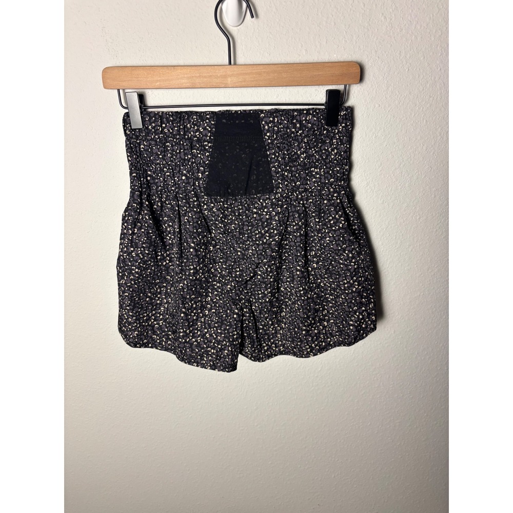 ☀️Free People FP Movement The Way Home Printed Shorts Black Tan Leopard M - Picture 3 of 5